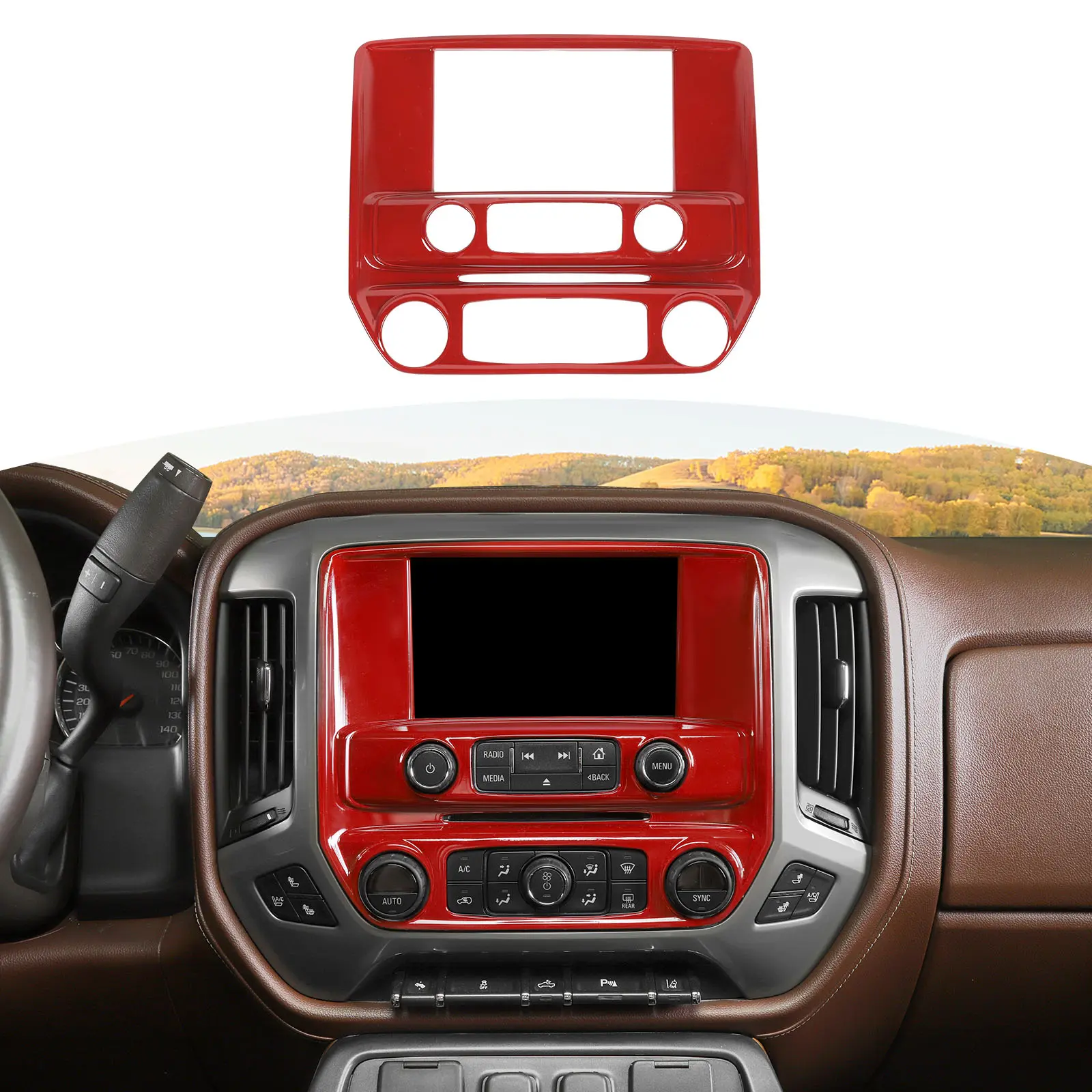 Carbon Fiber Center Console Dashboard Cover Trim - Car Dashboard Decorations, Car Interior Decorative Accessories for Chevrolet Silverado 1500 & GMC Sierra 1500 Interior Sticker Truck Enhancement Decal