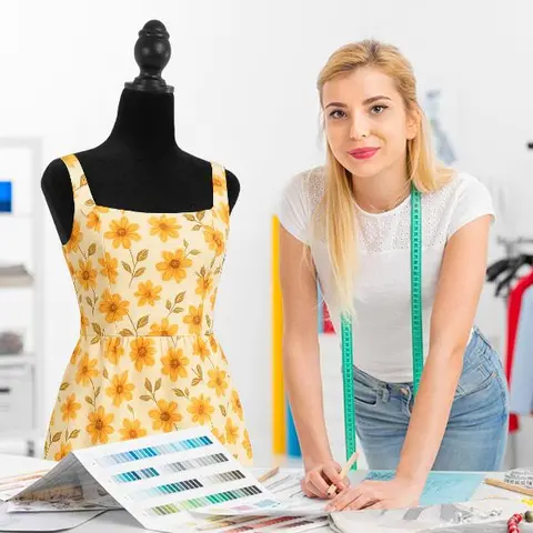 FDW Mannequin Body Dress Form Torso Female Manikin 49.6-63.4 Inch Height Adjustable Wooden Tripod Stand High Density Foam Portable Display Mannequin with Clean Flannelette Cover