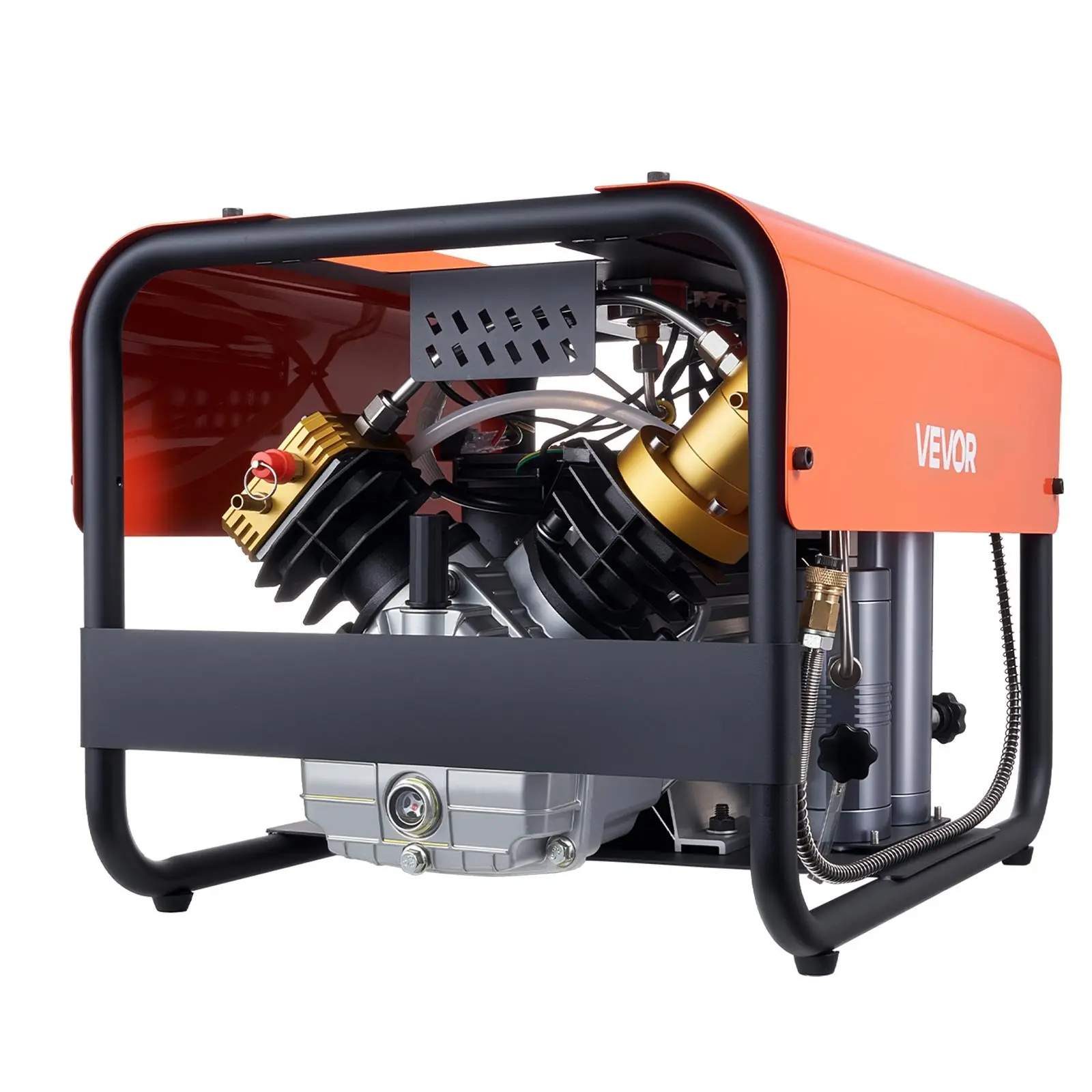【FathersDayGift】VEVOR PCP Air Compressor, 4500PSI/30Mpa Diving Scuba Tank Air Compressor, Double-Cylinder Auto Stop PCP Diving Compressor with External Water & Fan Cooling System for Scuba Tanks, Paintball, Air RifleSummervibes