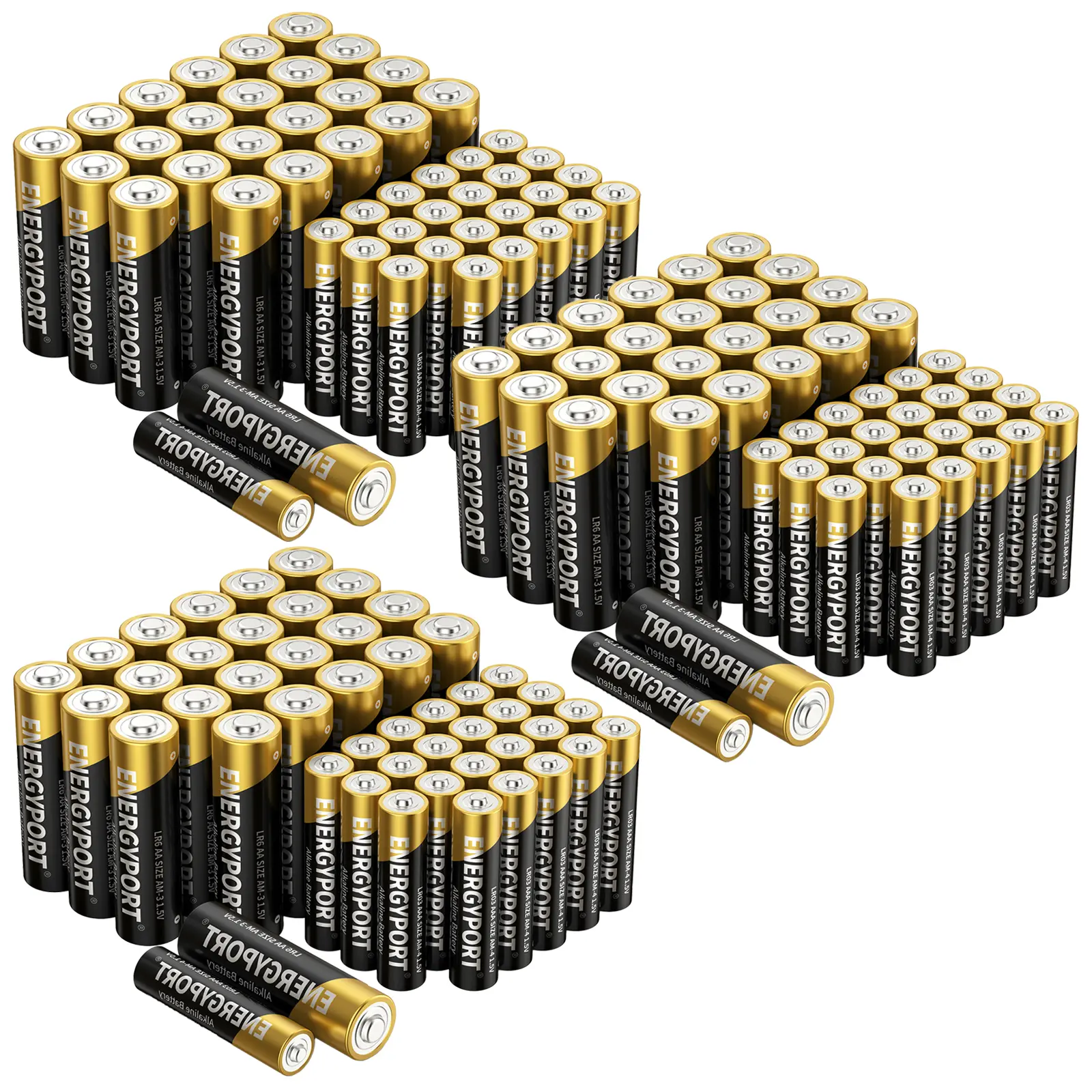 ENERGYPORT Alkaline AA and AAA Batteries, 144 Count, Combo Pack Contains 72 Max Double A and 72 Max Triple A Batteries, Ultra Long Lasting for Home and Office