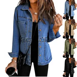 Imily Bela Denim Jacket for Women Distressed Jean Jacket Button Down Oversized Shacket with Pockets 2025