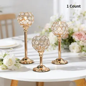 Creative European Hollow Crystal Candle Holder, Votive Holders, Mini European Decorative Piece, Wedding Home Dinner Table Decoration, Hotel Ornament