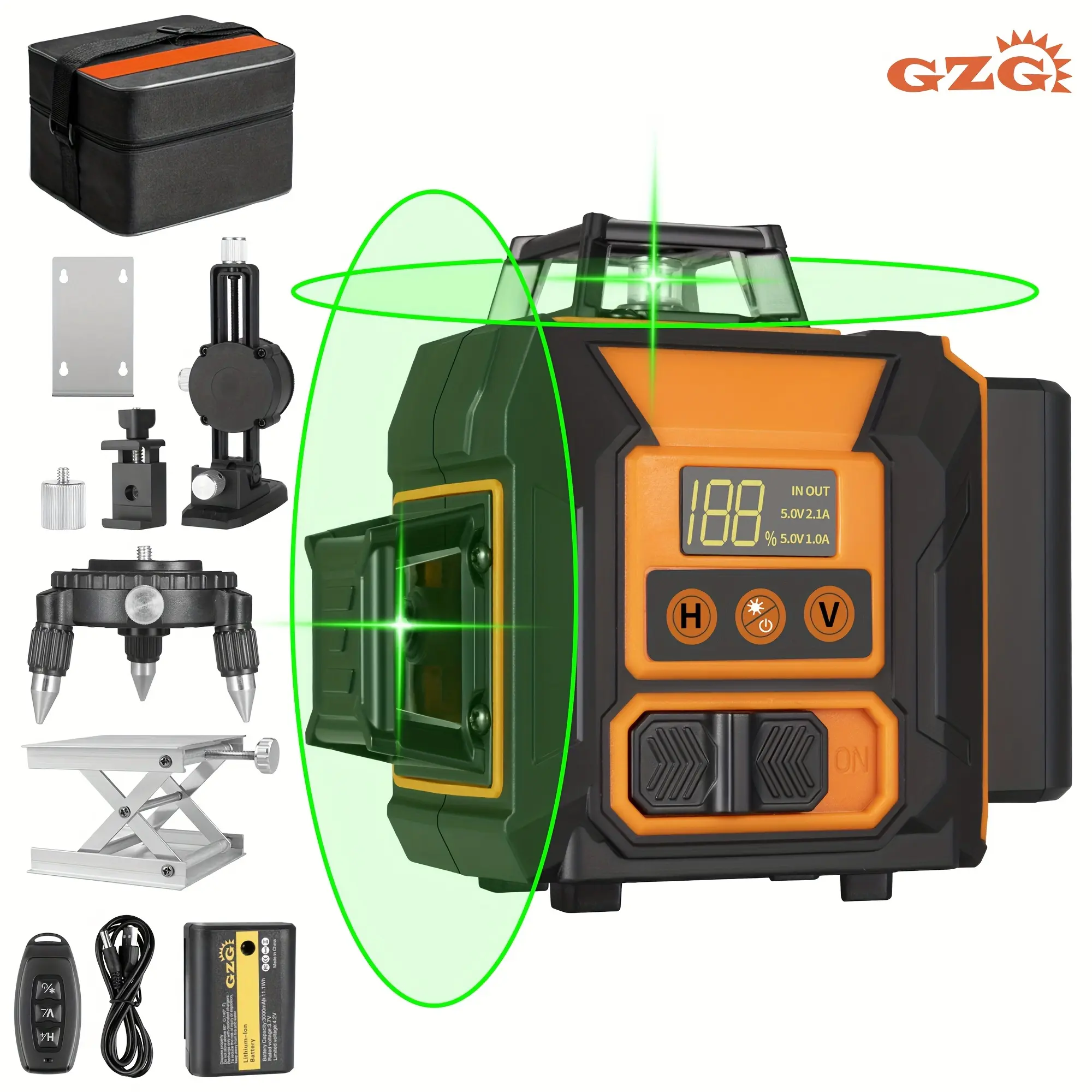 GZG 12 Lines 3D Laser Level Tool, Rechargeable Laser Level, Laser Leveler Tool, for Accurate Measurements, High Precision Laser Leveling Instrument for Construction & DIY Projects