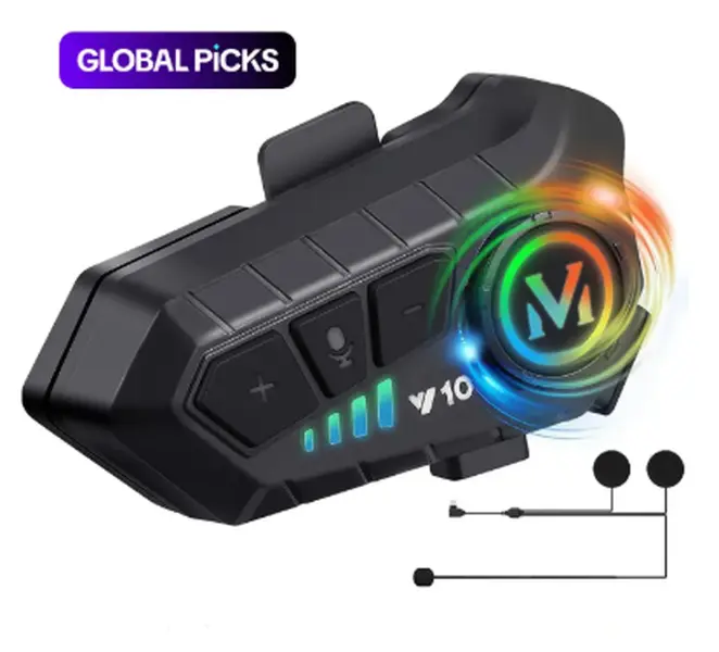 Y10 Rechargeable Motorcycle Helmet Speaker, Motorcycle Accessory, IPX6 Waterproof Helmet Earphones with Hands-Free Calling and Music Control, Compatible with All Helmets