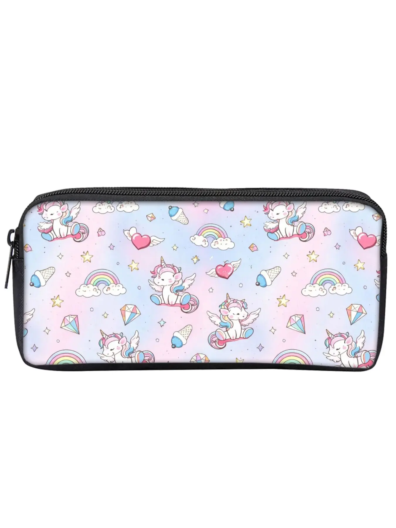 Single-layer pencil case with unicorn and pony print