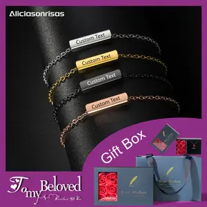 HZ-B048 Customized Engraved Children's Bracelet Stainless Steel Long Bracelet Holiday Gift