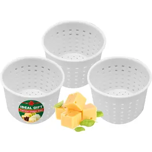 3 pcs Small 1/3 qt Cheese Mold for Homemade Soft Cream Feta Ricotta Cheese Making Supplies