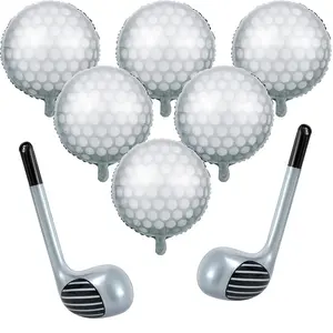 8-Piece Golf Party Balloon Set with 18’’ Balls and 30’’ Inflatable Clubs for Themed Celebrations