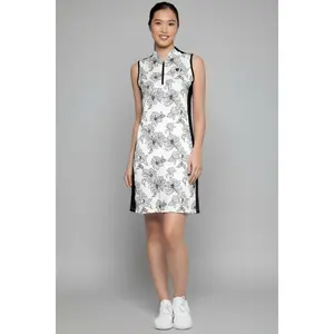 Women's Backspin Sleeveless Golf Dress | White/Black Perfect Peony