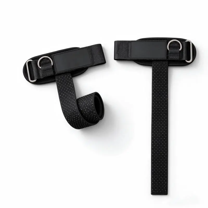 Lifting Straps with Cushioned Wrist Cuffs, 14.5" Cotton Straps with Anti-Slip Silicone Beads, 5mm Steel D-Rings for Weightlifting & Cable Training