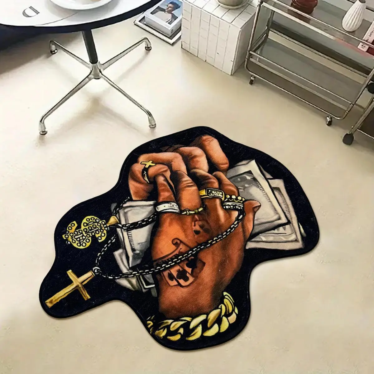 Creative Funny Dollar Bill Pattern Carpet, 1 Count Non-slip Soft Floor Mat, Decorative Indoor Area Rugs for Home Living Room Bedroom Bathroom, Super Soft Rug, Unique Rugs