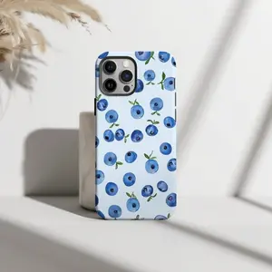 Watercolor Blueberry Milk Phone Case, Trendy Summer Spring Fruit Print, Preppy Aesthetic Suitable for IPhone17 11 12 13 14 15 16 Pro Max Air Plus