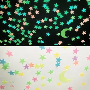 2PCS Glow in The Dark Stars Stickers for Ceiling, Adhesive  3D Glowing Stars and Moon for Kids Bedroom,Luminous Stickers Create a Realistic Starry Sky,Room Decor,Wall Stickers