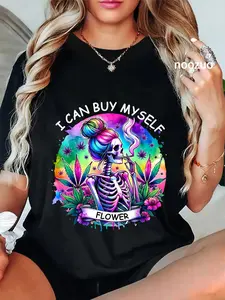 100% Cotton Weed Marijuana Smoking 420 Cannabis I Can Buy Myself Flowers T-Shirt