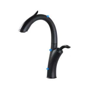 WOWOW 2-Mode Single Handle Pull Down Sprayer Kitchen Faucet with Reflex/Power Clean and 10 in. Deckplate in Matte Black