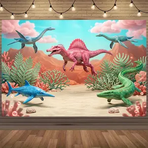 Dinosaur Jungle Adventure Backdrop | Fun Kids Party Photo Banner