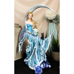 Ebros Large Celestial Moon Water Elemental Fairy Statue 11"H By Nene Thomas