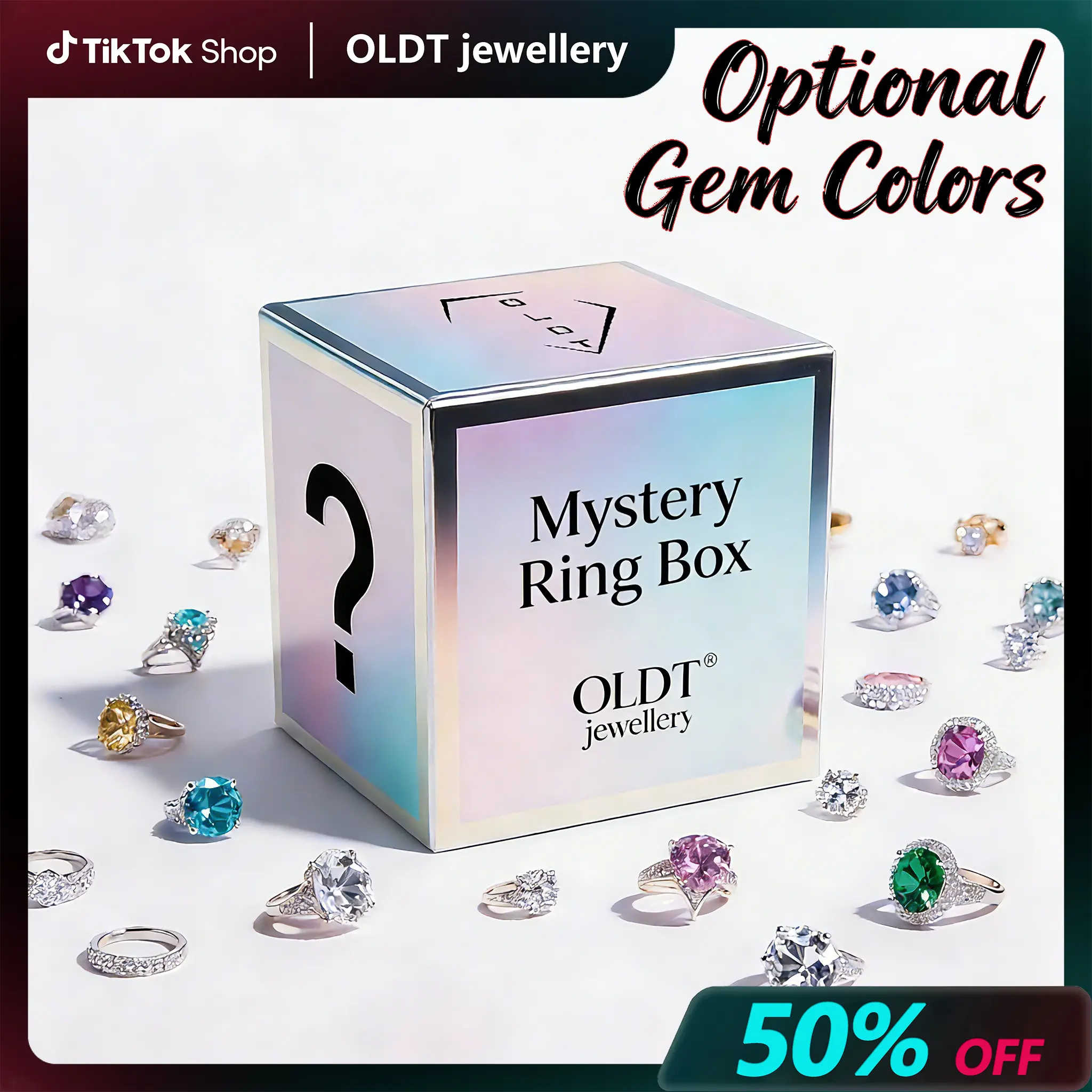 OLDT 5 Pcs Gemstone Ring Set, Choose Your Color (Assorted Styles), Adjustable Stacking Rings for Women Y2K Aesthetic