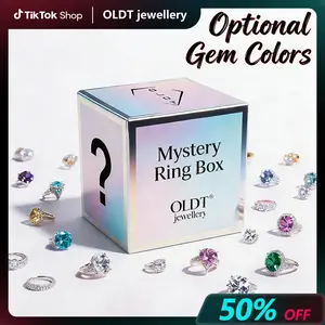 OLDT Optional Gem Colors Mystery Ring Blind Box Random 5 Different Ring Styles the Perfect Mystery Surprise Gift for Women