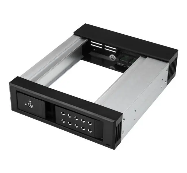 Startech HSB1SATSASBA Trayless Hard Drive Hot Swap Bay - 5.25 in. to 3.5 in., Vented Metal for Heat Dissipation, Compatible with Servers & Desktop PCs, Supports Drive Swapping & Storage Expansion