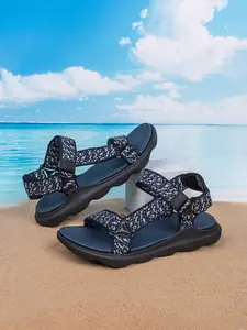 Boys' Spring Summer Casual Beach Sandals, Dual Buckle Design, Colorblock Style, Adjustable Velcro, Easy Wear & Remove, Camouflage Pattern