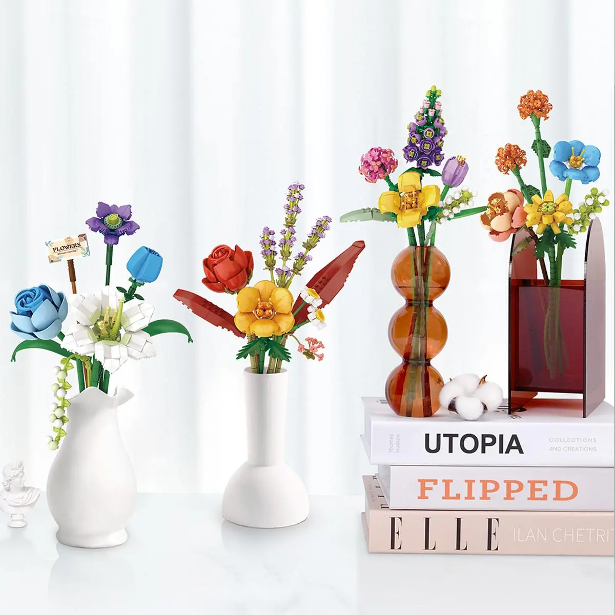 Bouquet Building Block Set, Buildable Blocks Kit, Stem Building Blocks, Stem Construction Set, Creative Flower Model Toys, Home Decoration, Ideal Gift Choice, Perfect for Assembly Activities, Building Sets
