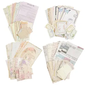 4 Pack Vintage Scrapbook Paper Junk Journal Stickers  Aesthetic Decorative Craft Paper Mixed Media Collage Card Album Embellishments hot1