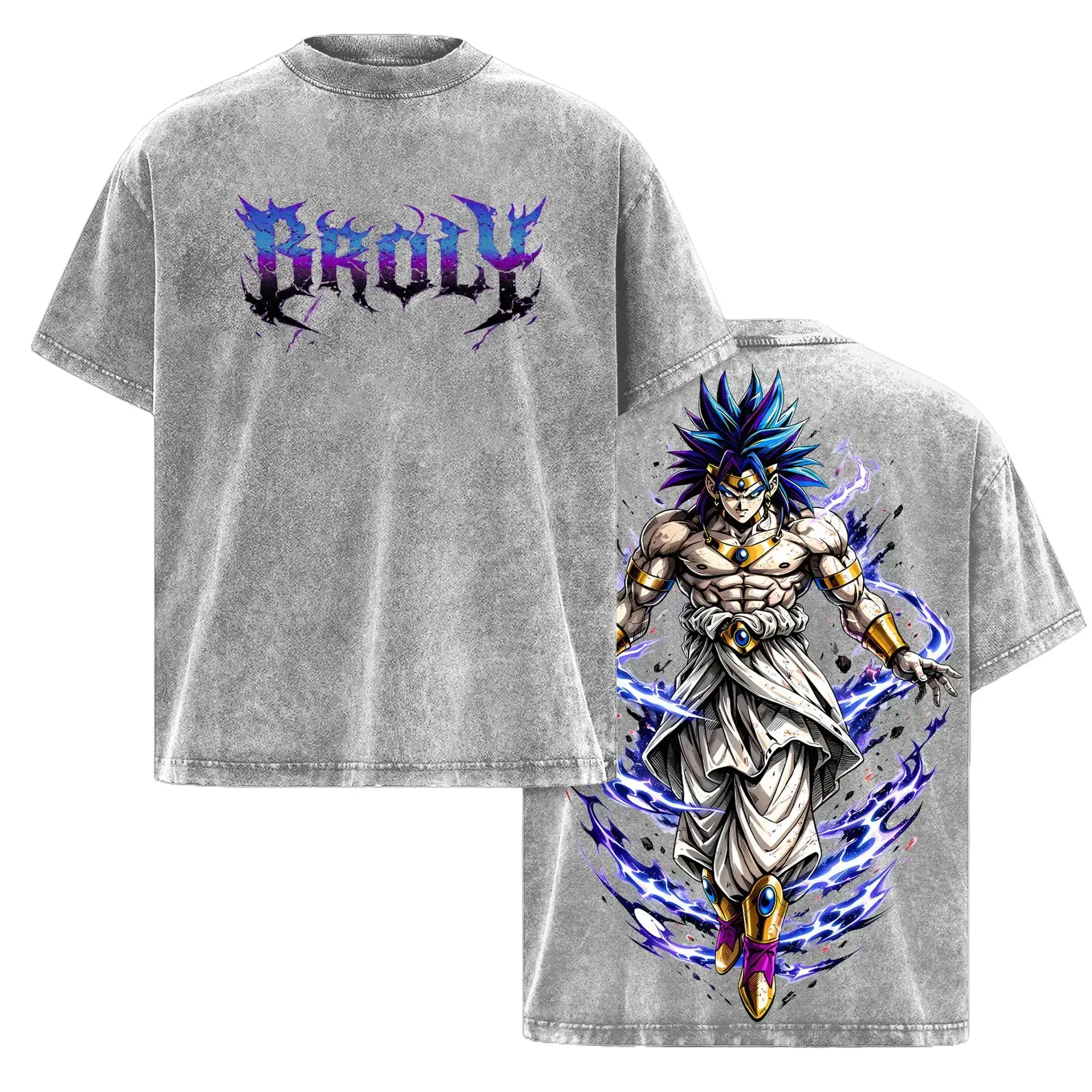 Vintage Broly DBZ Graphic Tee Heavyweight Cotton Acid Wash Oversized T-Shirt for Men Women Unisex Anime Streetwear Casual Legendary Super Saiyan Merch Retro Y2K Manga Top Japanese Otaku Clothing Gym Pump Cover Fashion Trendy Aesthetic Workout Apparel