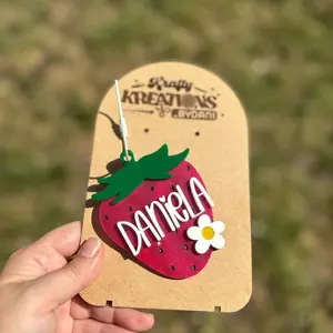 Strawberry bag charm, strawberry backpack tag, strawberry keychain