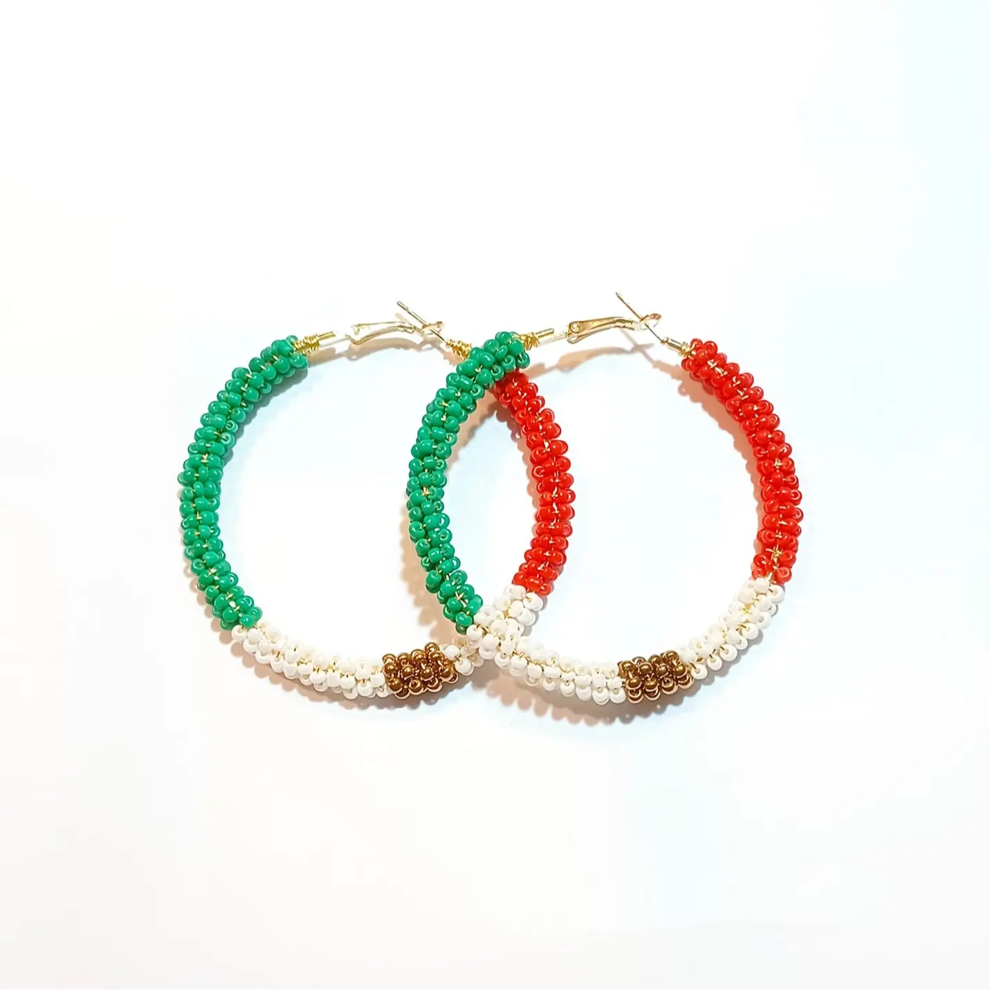 1-Female Mexico Lindo Beaded Hoop Earrings