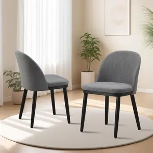 Garvee Wooden Dining Chairs Set of 2, Modern Farmhouse Upholstered Linen Fabric Kitchen Chairs with High Backrest & Leveling Feet, Comfortable Side Chairs for Dining Room Living Room