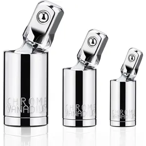 3 count Universal Joint Socket Set, 1/4" 3/8" 1/2" Drive Swivel Socket Adapter Set,  Chrome Vanadium Steel Universal Joint Socket Adapter Suitable for Narrow Spaces-