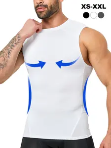 Men's Shapewear Tank Top, Tight-Fitting Compression Shirt, Breathable Mesh Back Design, Comfortable Cool Quick-Dry Casual Wear
