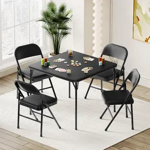 Folding Card Table – 38" Square, PU Padded Top – Collapsible Legs – Portable – For Home, Parties, Picnics, Games – 1 Piece