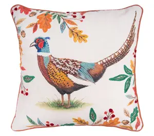 16" x 16" Harvest Pheasant Throw Pillow by Valerie