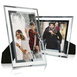 3.5x5 Glass Picture Frame,Silver Mirrored for Photo Display Stand on Tabletop,Pack of 2 Decor