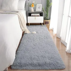 Soft Runner Rugs for Bedroom Living Room Plush Fluffy Rug 2x6 Feet, Shag ry Area Rug Carpet Non Shedding for    Girls Room Home Decorative, Grey