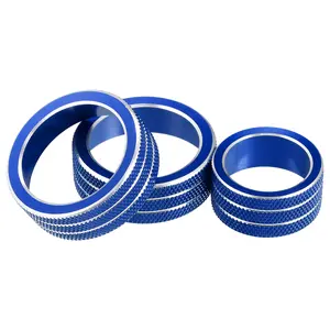 Car Console AC Audio Volume Knob Ring Cover for Chevy Malibu 2017-2022 Blue (Set of 3)
