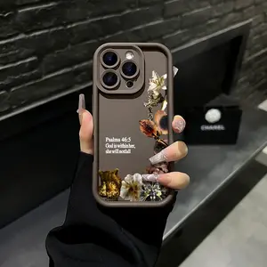 Vintage Floral Aesthetics Phone Shell Christian Psalms 46:5 Cross for iPhone Samsung 17Pro Max Air 16 15Plus 14 13 12 11 XR XS Galaxy S25 S24 S23 S22 A71 A56 A55 A54 A53 A52 Matte Finish Anti Drop Bumper Religious Birthday Gift For Her .NN130