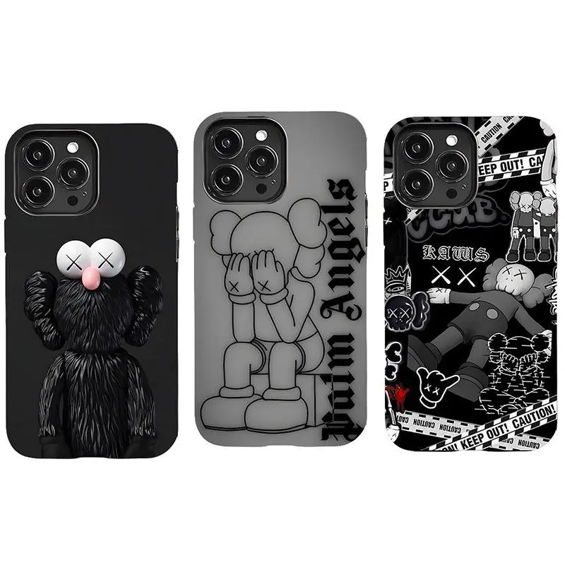 Sitting Kaws Phone Case, Angels Gifts Themed Phone Case Premium Matte Texture, Protection, Shockproof, Anti-Drop, Anti-Fingerprint For IPhone 17-12, Pro Max, Pro Plus, and Samsung S25-22 Protection Safety