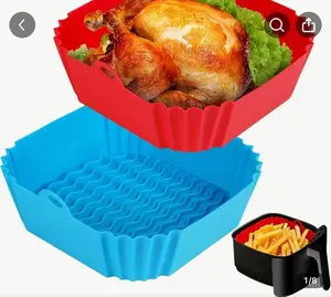 Silicone Air Fryer Liner, Food Grade Reusable Silicone Baking Tray, Non Stick, High Temperature and Heat Resistance up to 450 ° F, Easy to Clean Suitable for Ovens, Microwaves, Refrigerators, Steamers, Used to Hold Dishes