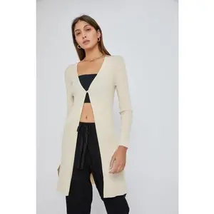 Cream Ribbed Duster Cardigan