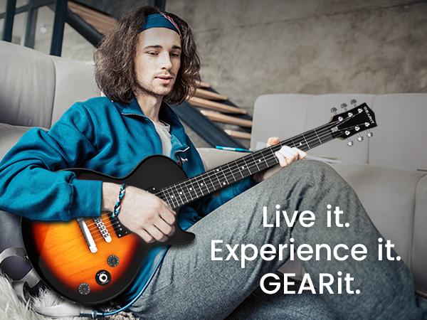 GearIt Valley Series 39" Electric Guitar Set with 10W Rechargeable Bluetooth Amp, H-H Pickups, Coil Split, All-Inclusive Starter Kit - Portable