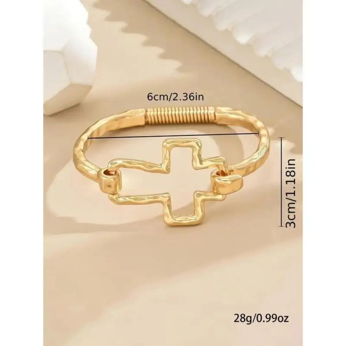 Elegant Cross Design Bangle - Zinc Alloy Cross Open Cuff, Unisex Style Fit Fashion Jewelry for Daily Wear, Party Outfits & Birthday Gift