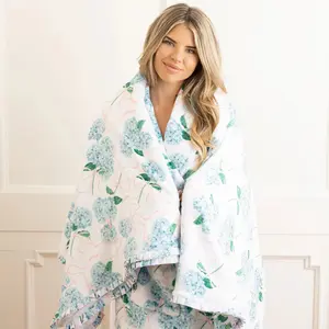 Hydrangea Ribbons Luxe Throw Blanket