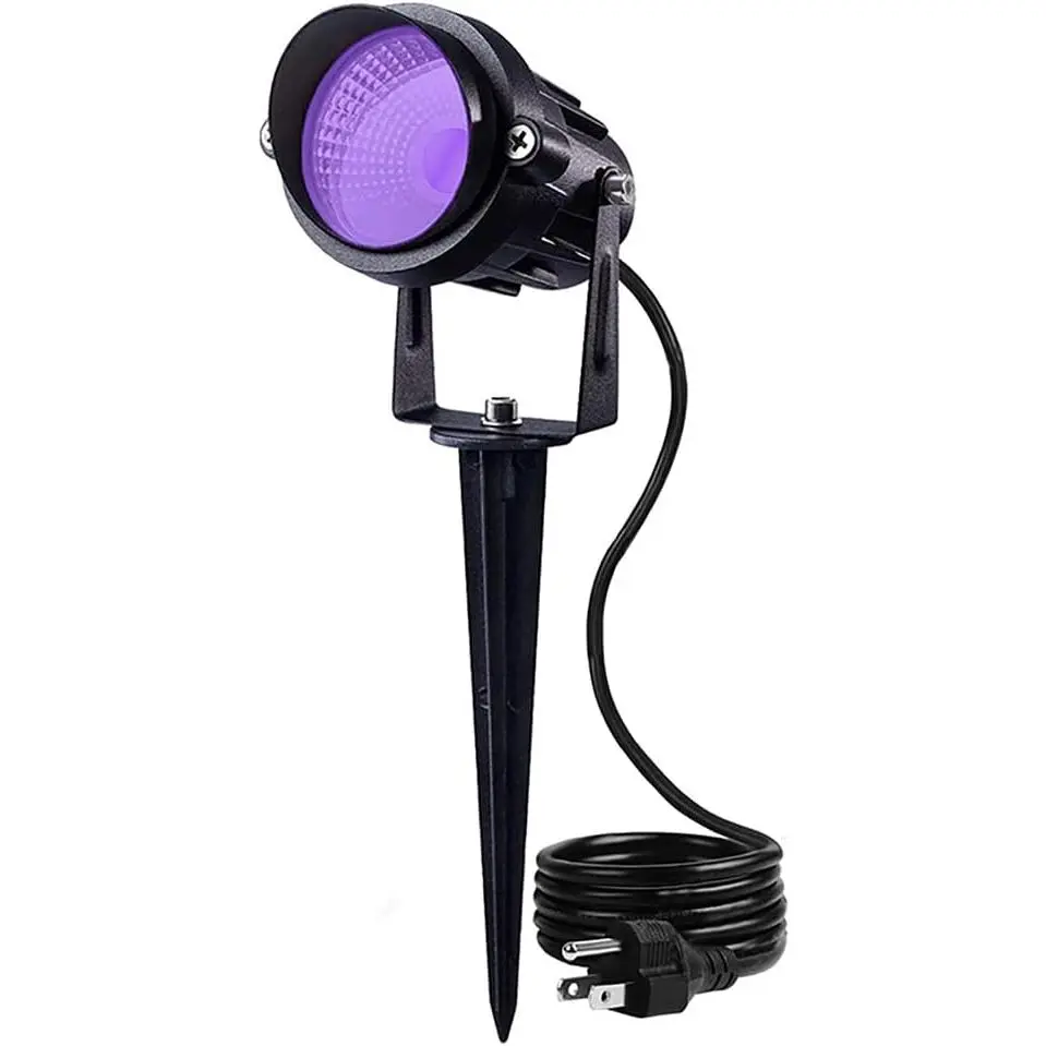 12W Purple LED Blacklight Spotlight, IP65 Waterproof Plug-In Base Light, 10W Power for Yard, Stage Party Decorations (Sports & Outdoor Accessories, Outdoor Lighting)