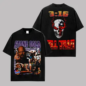 Stone Cold Steve Austin 3:16 Vintage Wrestling Graphic T-Shirt Premium Washed Cotton (Made In US), Attitude Era Icon Tee, Pro Wrestling Streetwear Shirt, Unisex Fan Gift, Classic Skull 3:16 Hell Yeah Design