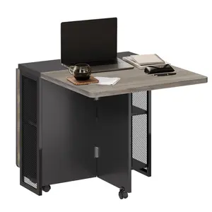 【GARVEE】Foldable Dining Table with 6 Wheels, Drop Leaf Design, and 2-Layer Storage Shelf, Compact and Space-Saving for Small Rooms, Carlo Wood Finish, Dimensions 47.2" D x 23.6" W x 29.5" H