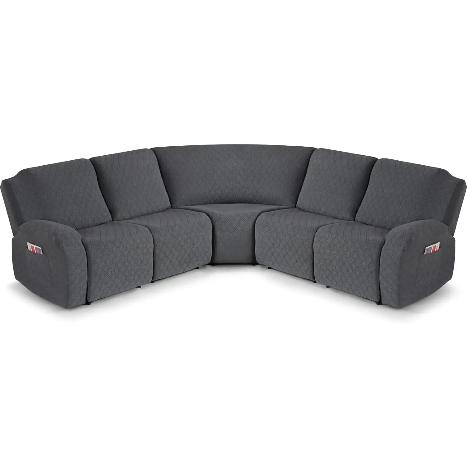 VANSOFY Extra Large Reclining Sectional Couch Covers, Washable 5-Piece Sofa Covers for L Shape Sectional Sofa Corner Seater, Thick, Soft Sofa Slipcovers (5 Seat Recliner Cover,Charcoal Gray)