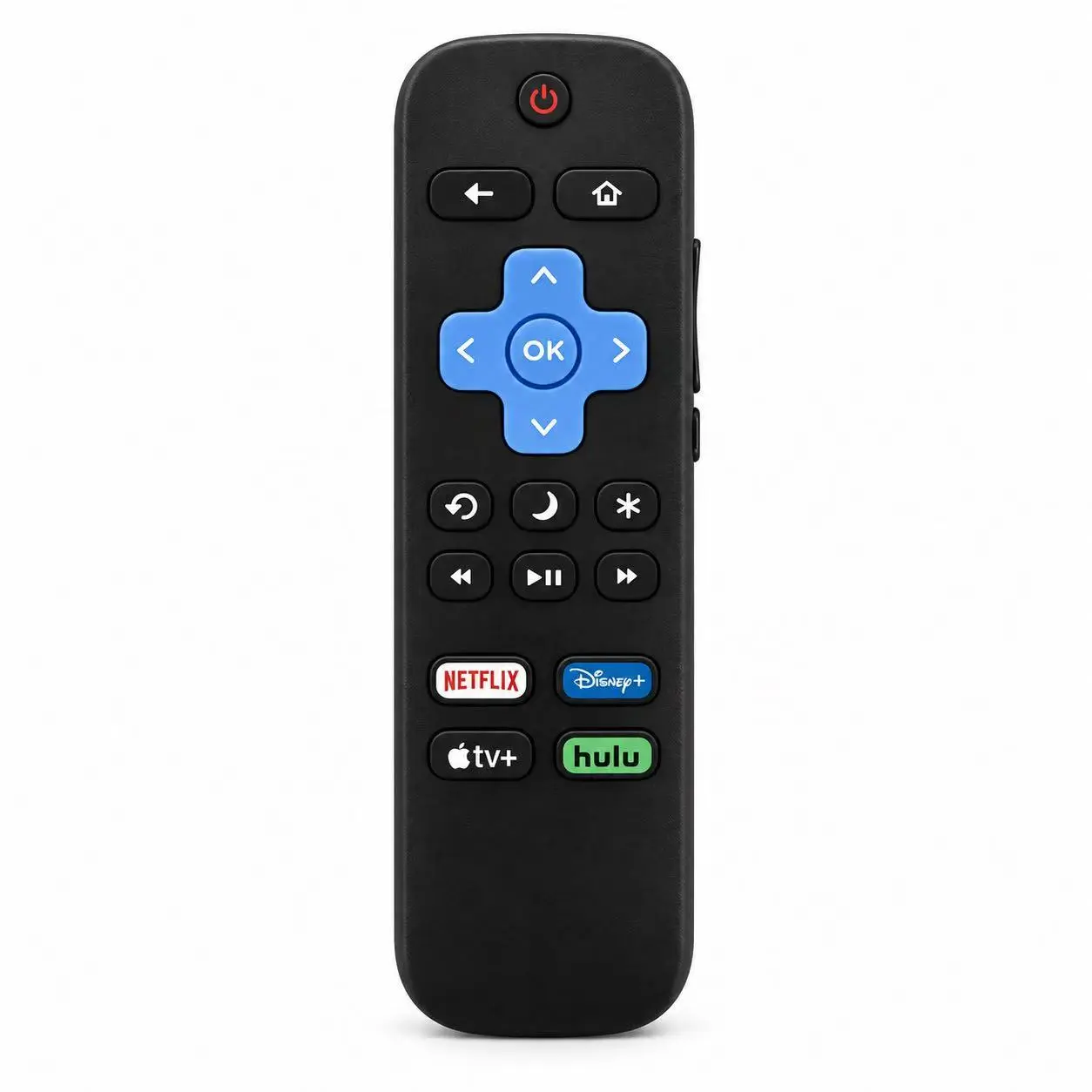 Universal Replacement Remote Control for Roku TVs (TCL, JVC, RCA, Philips, Magnavox, Haier, Sanyo, LG) - Streaming App Buttons (Netflix, Disney, Hulu, Apple TV+), No Pairing Needed, Multifunctional, Non-Voice Search
